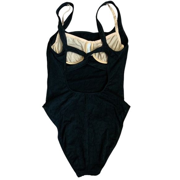 Amica Black One Piece Maillot High Leg Cheeky Underwire Swimsuit SZ M - Picture 3 of 7